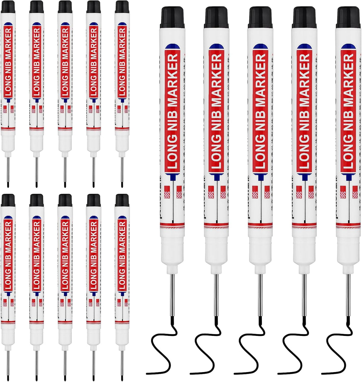 Long Head Deep Hole Marker Pens,20mm Long Nib Marker, Longs Nose Markers, Waterproof Construction Markers Marking Tool,Permanent Markers Carpenter Ink marker Pens,Metal marking Pens