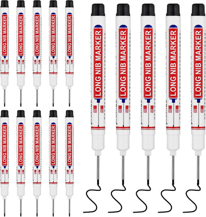 Long Head Deep Hole Marker Pens,20mm Long Nib Marker, Longs Nose Markers, Waterproof Construction Markers Marking Tool,Permanent Markers Carpenter Ink marker Pens,Metal marking Pens