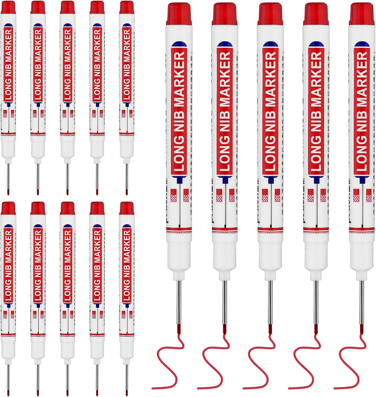 Long Head Deep Hole Marker Pens,20mm Long Nib Marker, Longs Nose Markers, Waterproof Construction Markers Marking Tool,Permanent Markers Carpenter Ink marker Pens,Metal marking Pens
