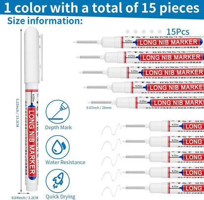 Long Head Deep Hole Marker Pens,20mm Long Nib Marker, Longs Nose Markers, Waterproof Construction Markers Marking Tool,Permanent Markers Carpenter Ink marker Pens,Metal marking Pens