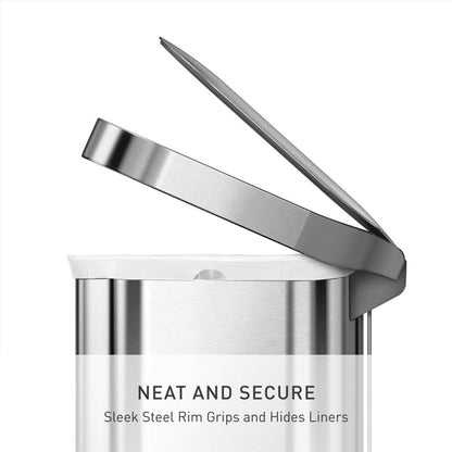 45 Liter / 12 Gallon Slim Hands-Free Kitchen Step Trash Can, Brushed Stainless Steel