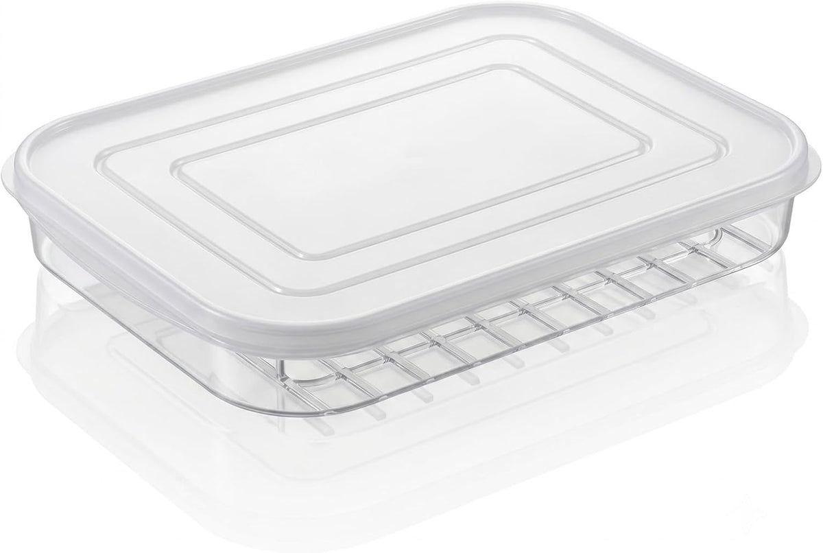 Clear Cold Cuts Storage Container, Meat Container for Fridge (10x7Inch) | Bacon Keeper, Ham and Cheese Storage Box, Lunch Meat Organizer, Plastic Airtight Deli Meat, Food Storage Container