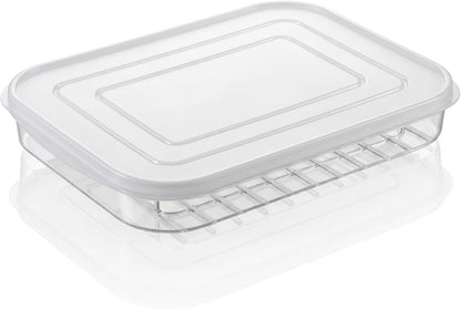 Clear Cold Cuts Storage Container, Meat Container for Fridge (10x7Inch) | Bacon Keeper, Ham and Cheese Storage Box, Lunch Meat Organizer, Plastic Airtight Deli Meat, Food Storage Container