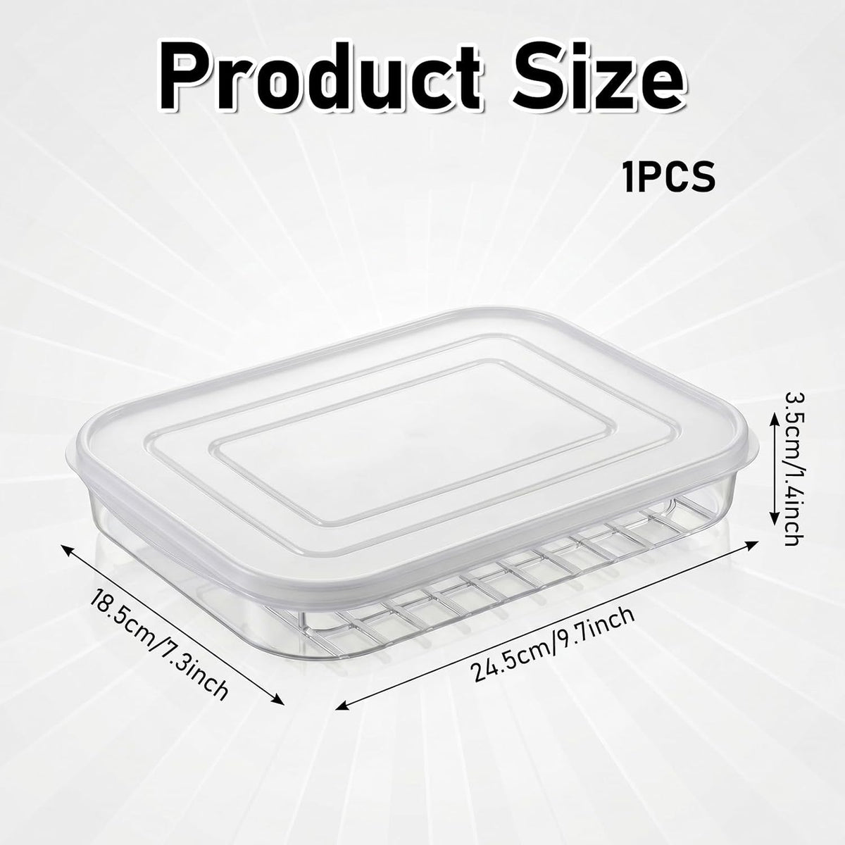 Clear Cold Cuts Storage Container, Meat Container for Fridge (10x7Inch) | Bacon Keeper, Ham and Cheese Storage Box, Lunch Meat Organizer, Plastic Airtight Deli Meat, Food Storage Container