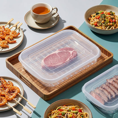 Clear Cold Cuts Storage Container, Meat Container for Fridge (10x7Inch) | Bacon Keeper, Ham and Cheese Storage Box, Lunch Meat Organizer, Plastic Airtight Deli Meat, Food Storage Container