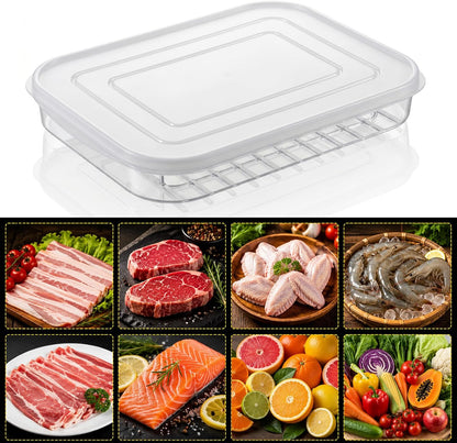 Clear Cold Cuts Storage Container, Meat Container for Fridge (10x7Inch) | Bacon Keeper, Ham and Cheese Storage Box, Lunch Meat Organizer, Plastic Airtight Deli Meat, Food Storage Container