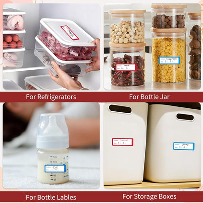 1000 Freezer Labels with Dispenser, 1" x 3", Removable, Red/Blue | Writable food Labels, Easy-Peel, No Residue, Strong Adhesive, Waterproof, For Containers and Freezer Bag