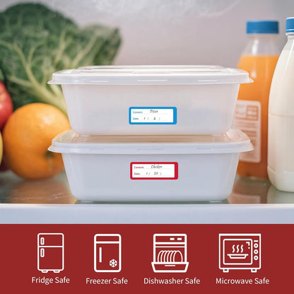 1000 Freezer Labels with Dispenser, 1" x 3", Removable, Red/Blue | Writable food Labels, Easy-Peel, No Residue, Strong Adhesive, Waterproof, For Containers and Freezer Bag