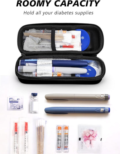 Insulin Cooler Travel Case with Temperature Display - Refrigerated Medicine Cooling Bag with 2 TSA Approved Ice Pack, Medication Pen Diabetic Supplies Organizer for Trip and Daily