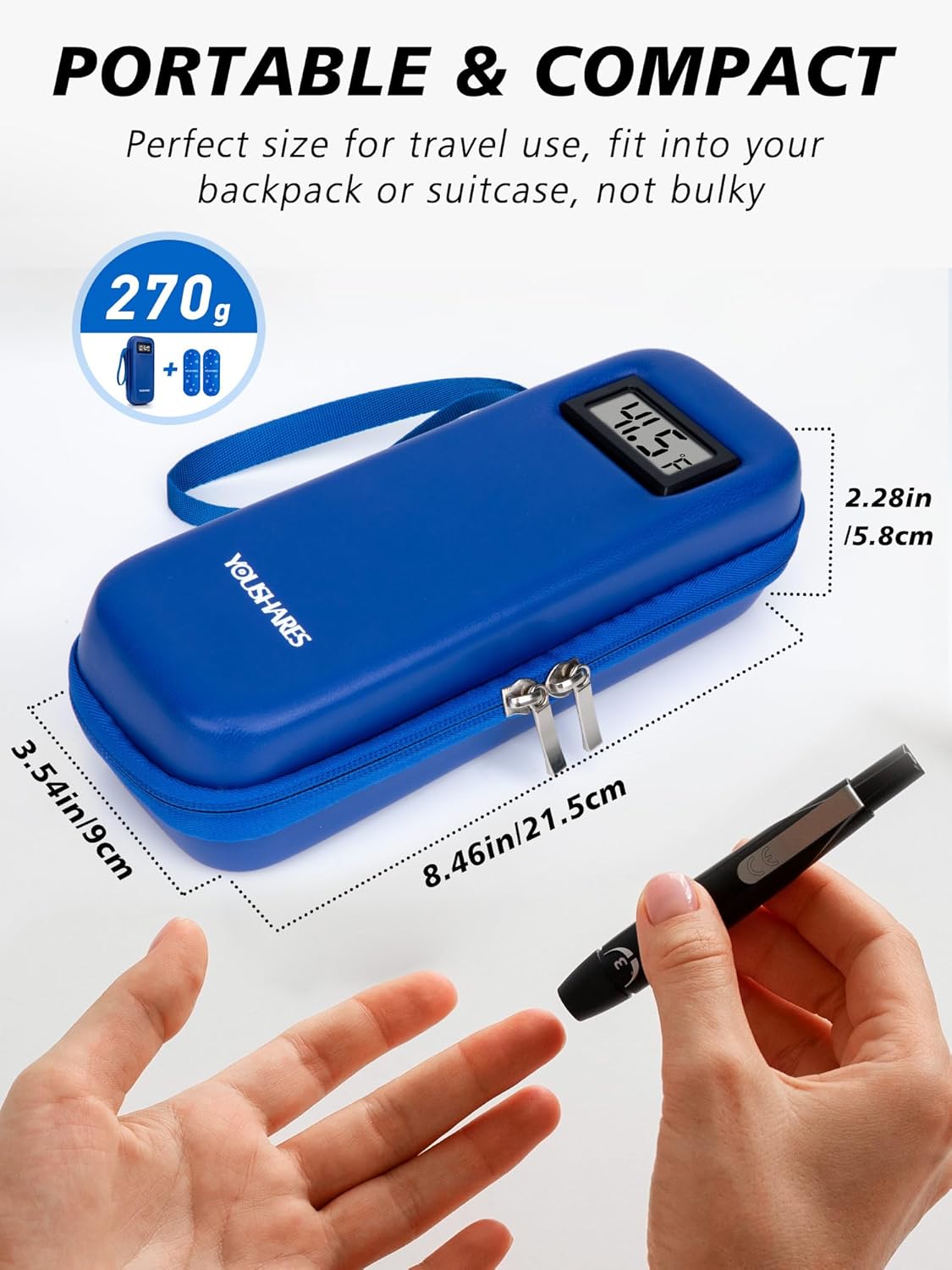 Insulin Cooler Travel Case with Temperature Display - Refrigerated Medicine Cooling Bag with 2 TSA Approved Ice Pack, Medication Pen Diabetic Supplies Organizer for Trip and Daily