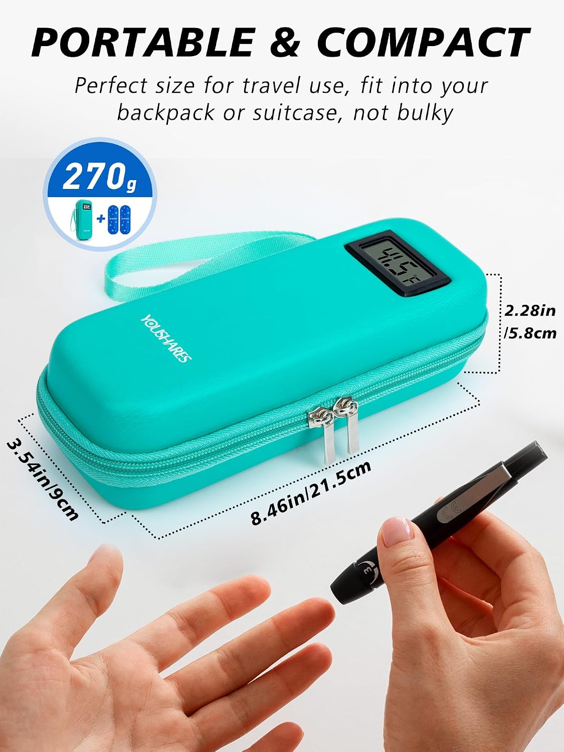 Insulin Cooler Travel Case with Temperature Display - Refrigerated Medicine Cooling Bag with 2 TSA Approved Ice Pack, Medication Pen Diabetic Supplies Organizer for Trip and Daily