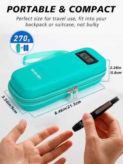 Insulin Cooler Travel Case with Temperature Display - Refrigerated Medicine Cooling Bag with 2 TSA Approved Ice Pack, Medication Pen Diabetic Supplies Organizer for Trip and Daily