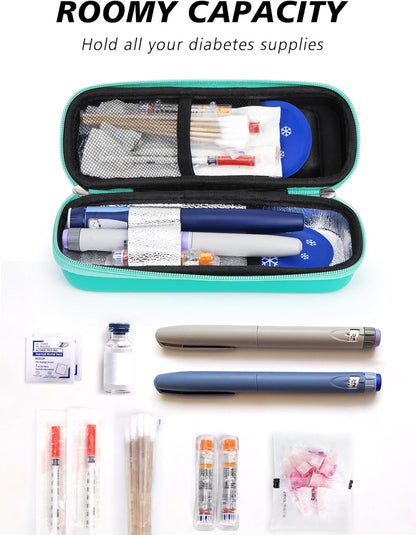Insulin Cooler Travel Case with Temperature Display - Refrigerated Medicine Cooling Bag with 2 TSA Approved Ice Pack, Medication Pen Diabetic Supplies Organizer for Trip and Daily