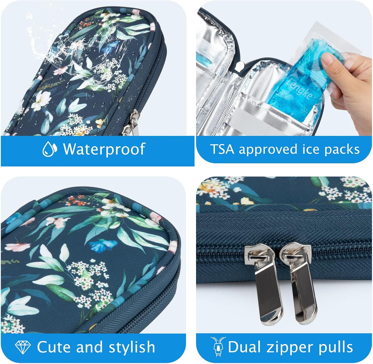 Insulin Cooler Travel Case with Temperature Display - Refrigerated Medicine Cooling Bag with 2 TSA Approved Ice Pack, Medication Pen Diabetic Supplies Organizer for Trip and Daily