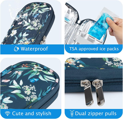 Insulin Cooler Travel Case with Temperature Display - Refrigerated Medicine Cooling Bag with 2 TSA Approved Ice Pack, Medication Pen Diabetic Supplies Organizer for Trip and Daily