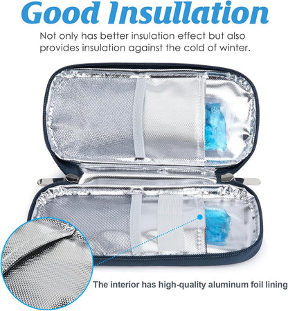 Insulin Cooler Travel Case with Temperature Display - Refrigerated Medicine Cooling Bag with 2 TSA Approved Ice Pack, Medication Pen Diabetic Supplies Organizer for Trip and Daily