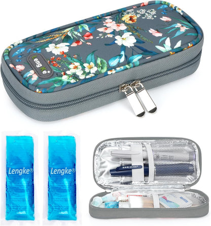 Insulin Cooler Travel Case with Temperature Display - Refrigerated Medicine Cooling Bag with 2 TSA Approved Ice Pack, Medication Pen Diabetic Supplies Organizer for Trip and Daily