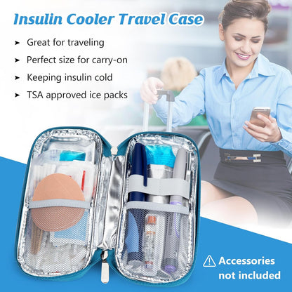 Insulin Cooler Travel Case with Temperature Display - Refrigerated Medicine Cooling Bag with 2 TSA Approved Ice Pack, Medication Pen Diabetic Supplies Organizer for Trip and Daily