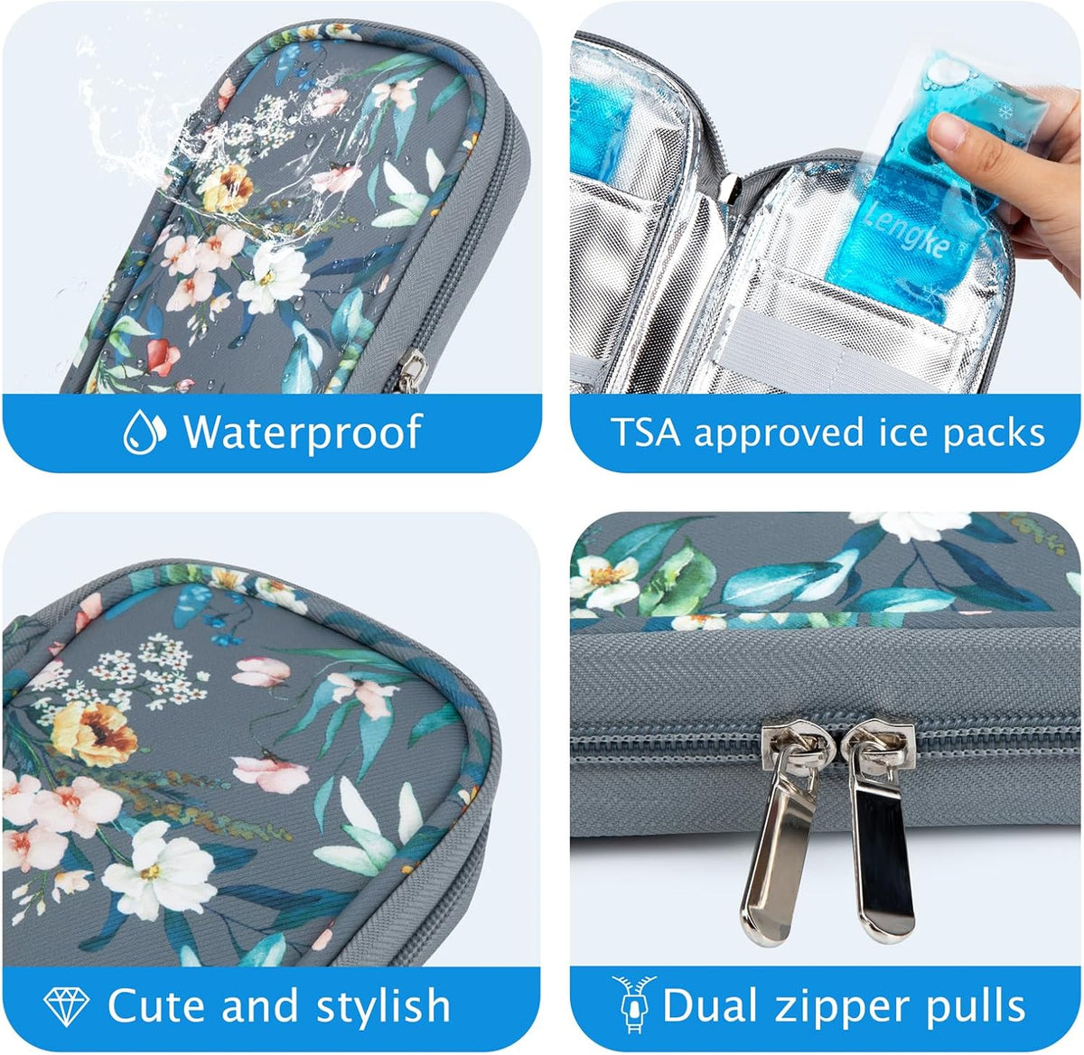 Insulin Cooler Travel Case with Temperature Display - Refrigerated Medicine Cooling Bag with 2 TSA Approved Ice Pack, Medication Pen Diabetic Supplies Organizer for Trip and Daily