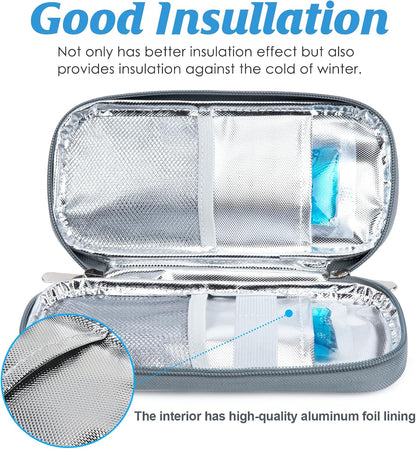 Insulin Cooler Travel Case with Temperature Display - Refrigerated Medicine Cooling Bag with 2 TSA Approved Ice Pack, Medication Pen Diabetic Supplies Organizer for Trip and Daily