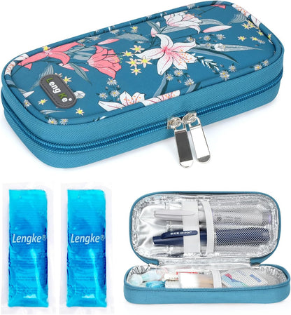 Insulin Cooler Travel Case with Temperature Display - Refrigerated Medicine Cooling Bag with 2 TSA Approved Ice Pack, Medication Pen Diabetic Supplies Organizer for Trip and Daily