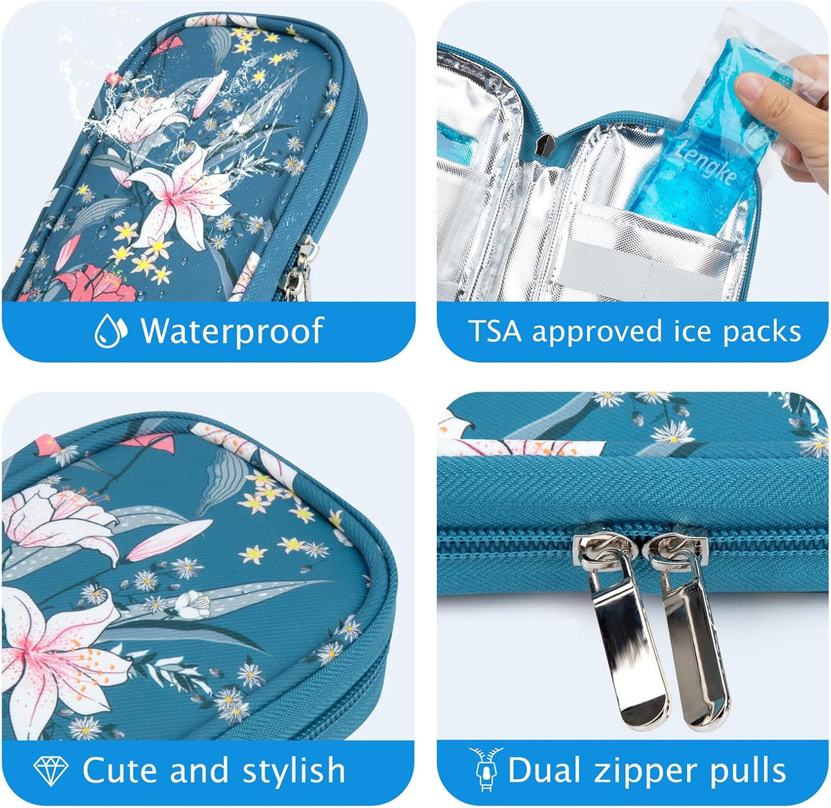 Insulin Cooler Travel Case with Temperature Display - Refrigerated Medicine Cooling Bag with 2 TSA Approved Ice Pack, Medication Pen Diabetic Supplies Organizer for Trip and Daily