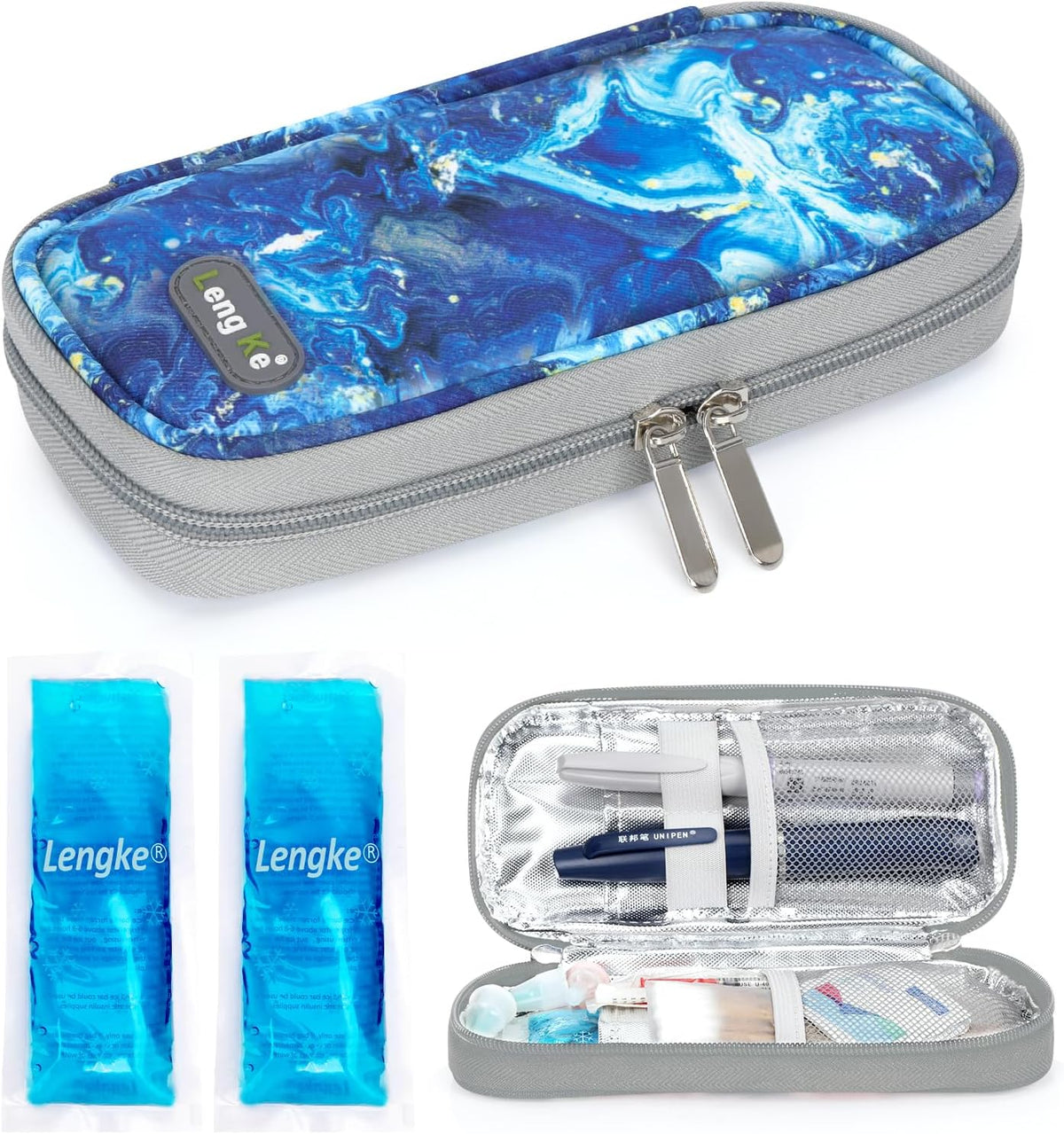 Insulin Cooler Travel Case with Temperature Display - Refrigerated Medicine Cooling Bag with 2 TSA Approved Ice Pack, Medication Pen Diabetic Supplies Organizer for Trip and Daily