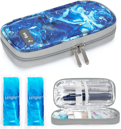 Insulin Cooler Travel Case with Temperature Display - Refrigerated Medicine Cooling Bag with 2 TSA Approved Ice Pack, Medication Pen Diabetic Supplies Organizer for Trip and Daily