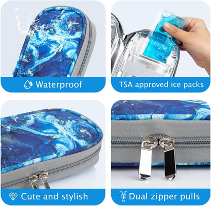 Insulin Cooler Travel Case with Temperature Display - Refrigerated Medicine Cooling Bag with 2 TSA Approved Ice Pack, Medication Pen Diabetic Supplies Organizer for Trip and Daily