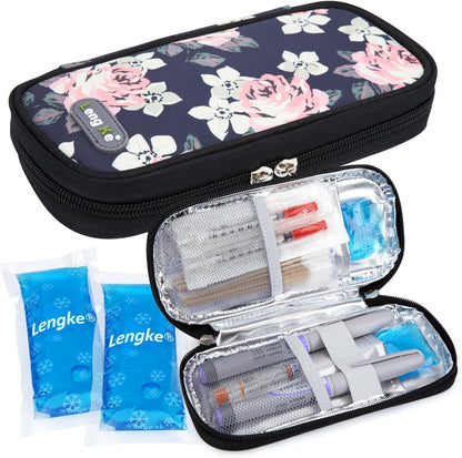 Insulin Cooler Travel Case with Temperature Display - Refrigerated Medicine Cooling Bag with 2 TSA Approved Ice Pack, Medication Pen Diabetic Supplies Organizer for Trip and Daily