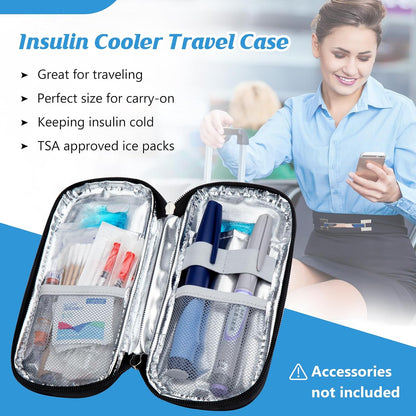 Insulin Cooler Travel Case with Temperature Display - Refrigerated Medicine Cooling Bag with 2 TSA Approved Ice Pack, Medication Pen Diabetic Supplies Organizer for Trip and Daily