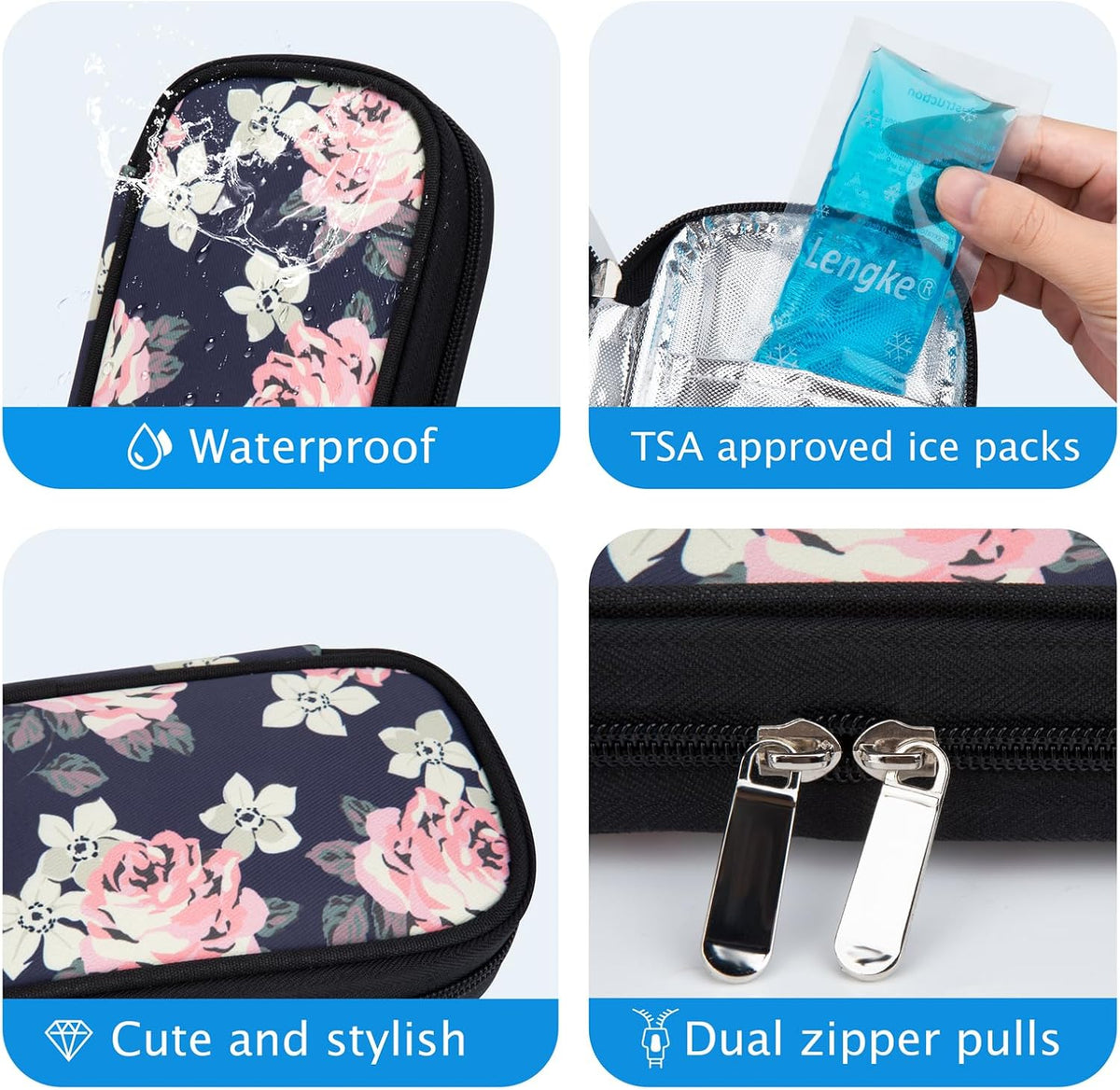 Insulin Cooler Travel Case with Temperature Display - Refrigerated Medicine Cooling Bag with 2 TSA Approved Ice Pack, Medication Pen Diabetic Supplies Organizer for Trip and Daily
