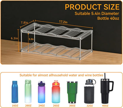 Stackable Water Bottle Organizer for Cabinet,4 Tier Water Bottle Holder for Stanley Yeti 40 oz Bottle Shelf,Clear Tumbler Storage Organizer,Wine Rack,Cup Organizer for Kitchen Cabinets Counter Pantry