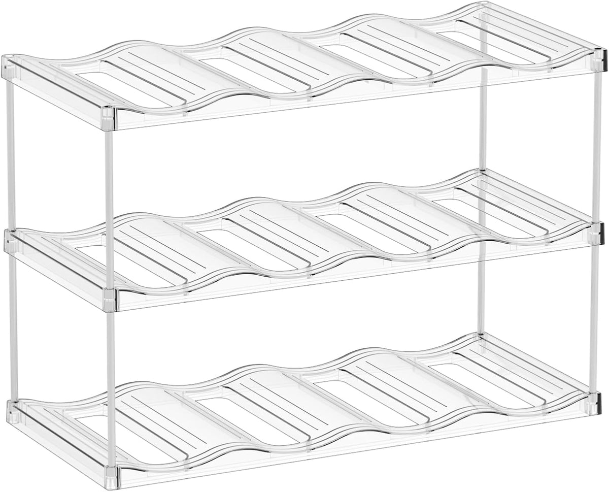 Stackable Water Bottle Organizer for Cabinet,4 Tier Water Bottle Holder for Stanley Yeti 40 oz Bottle Shelf,Clear Tumbler Storage Organizer,Wine Rack,Cup Organizer for Kitchen Cabinets Counter Pantry