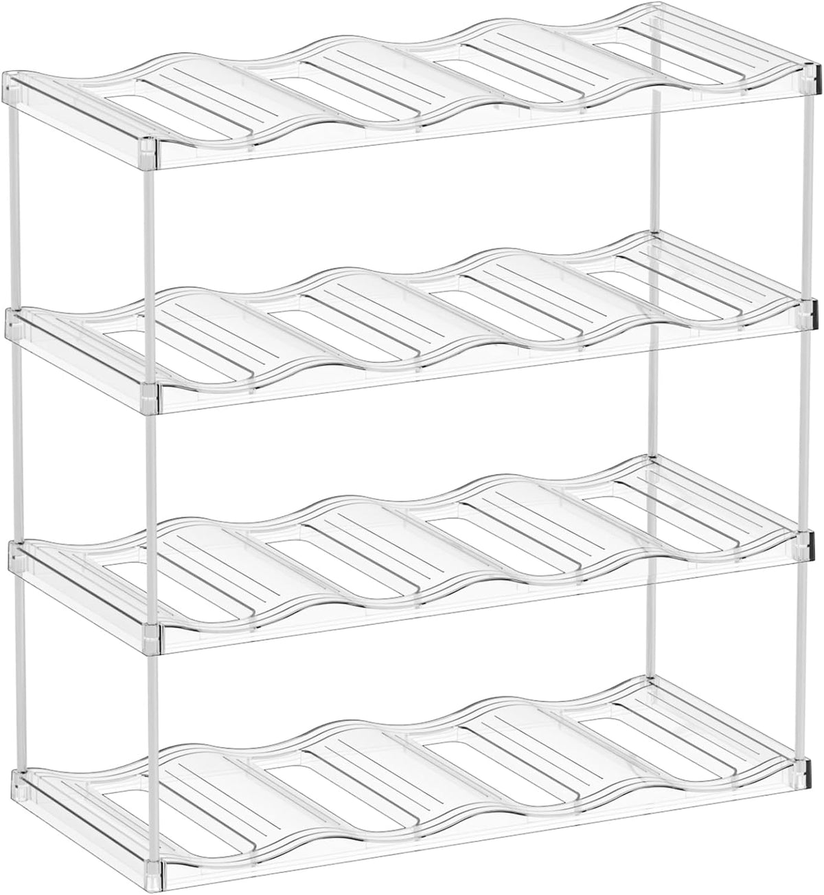 Stackable Water Bottle Organizer for Cabinet,4 Tier Water Bottle Holder for Stanley Yeti 40 oz Bottle Shelf,Clear Tumbler Storage Organizer,Wine Rack,Cup Organizer for Kitchen Cabinets Counter Pantry