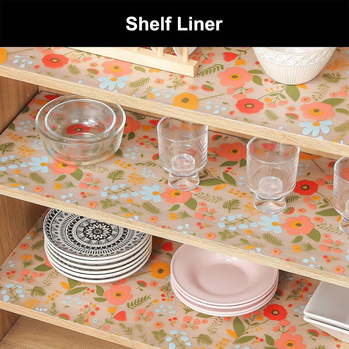 Shelf Liner – Premium Non-Adhesive Cabinet & Drawer Liner for Kitchen – Waterproof Shelf Paper with Modern Pattern – Durable EVA Cabinet Mat – Easy to Cut （11.8" W x 120" L）