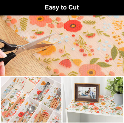 Shelf Liner – Premium Non-Adhesive Cabinet & Drawer Liner for Kitchen – Waterproof Shelf Paper with Modern Pattern – Durable EVA Cabinet Mat – Easy to Cut （11.8" W x 120" L）