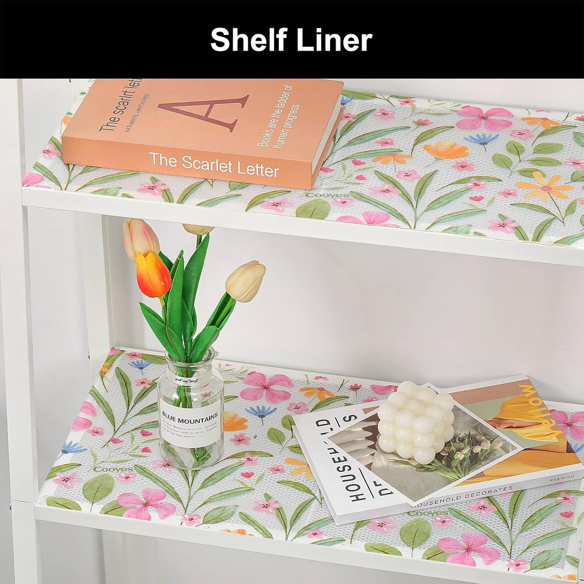 Shelf Liner – Premium Non-Adhesive Cabinet & Drawer Liner for Kitchen – Waterproof Shelf Paper with Modern Pattern – Durable EVA Cabinet Mat – Easy to Cut （11.8" W x 120" L）
