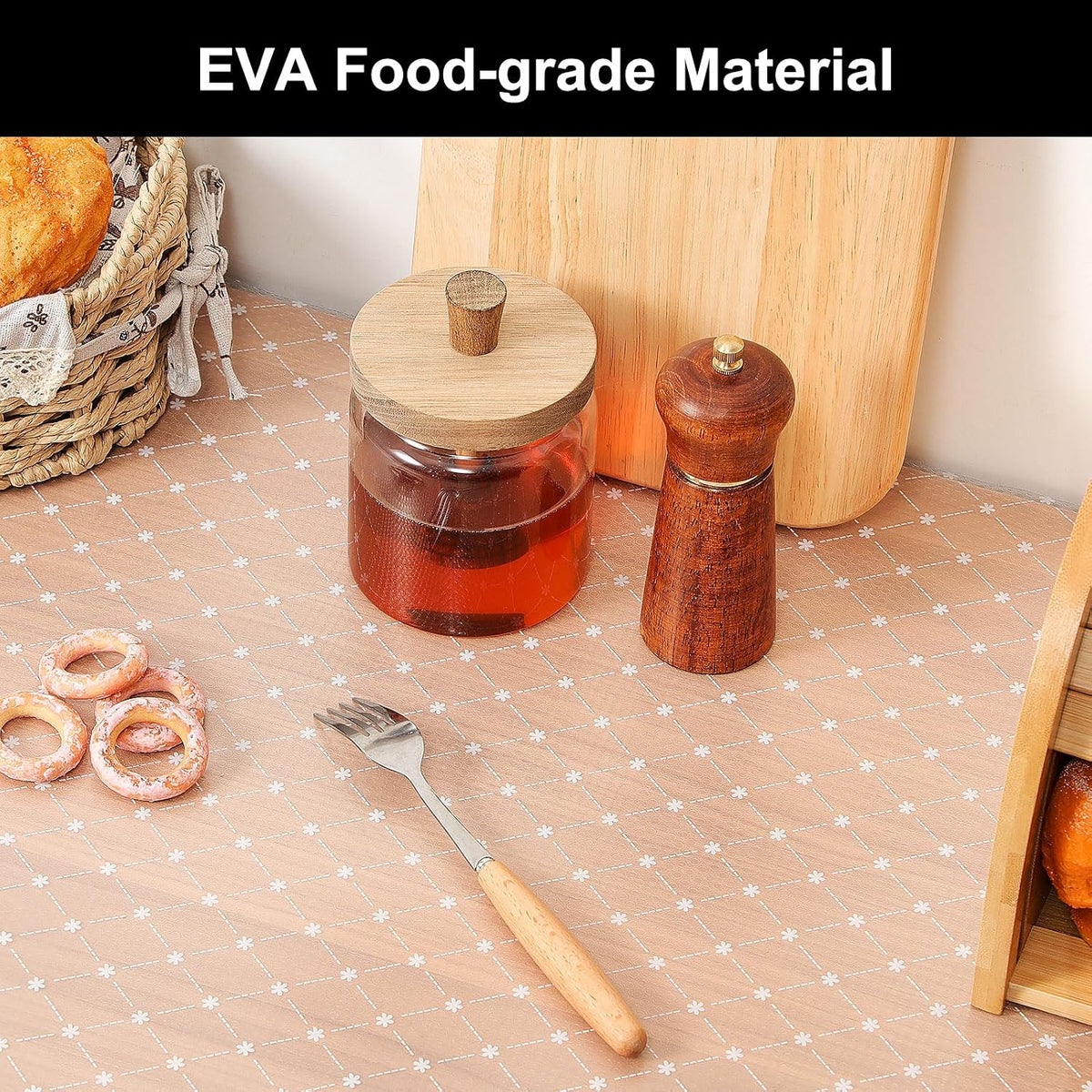 Shelf Liner – Premium Non-Adhesive Cabinet & Drawer Liner for Kitchen – Waterproof Shelf Paper with Modern Pattern – Durable EVA Cabinet Mat – Easy to Cut （11.8" W x 120" L）