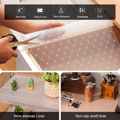 Shelf Liner – Premium Non-Adhesive Cabinet & Drawer Liner for Kitchen – Waterproof Shelf Paper with Modern Pattern – Durable EVA Cabinet Mat – Easy to Cut （11.8" W x 120" L）