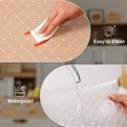 Shelf Liner – Premium Non-Adhesive Cabinet & Drawer Liner for Kitchen – Waterproof Shelf Paper with Modern Pattern – Durable EVA Cabinet Mat – Easy to Cut （11.8" W x 120" L）
