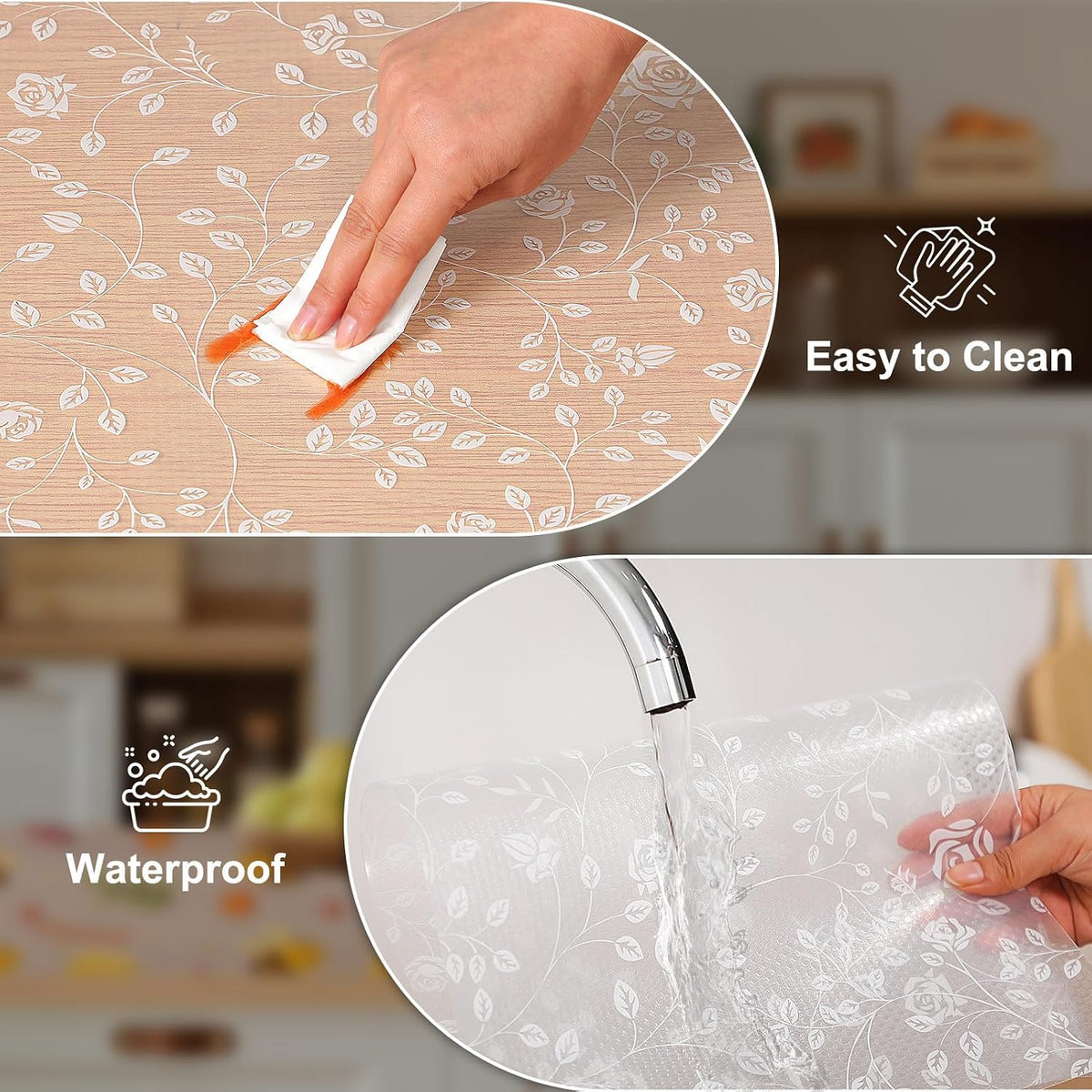 Shelf Liner – Premium Non-Adhesive Cabinet & Drawer Liner for Kitchen – Waterproof Shelf Paper with Modern Pattern – Durable EVA Cabinet Mat – Easy to Cut （11.8" W x 120" L）