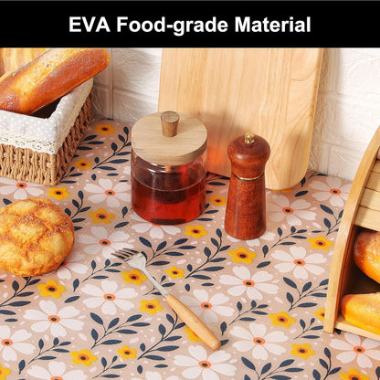 Shelf Liner – Premium Non-Adhesive Cabinet & Drawer Liner for Kitchen – Waterproof Shelf Paper with Modern Pattern – Durable EVA Cabinet Mat – Easy to Cut （11.8" W x 120" L）