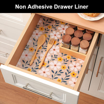 Shelf Liner – Premium Non-Adhesive Cabinet & Drawer Liner for Kitchen – Waterproof Shelf Paper with Modern Pattern – Durable EVA Cabinet Mat – Easy to Cut （11.8" W x 120" L）