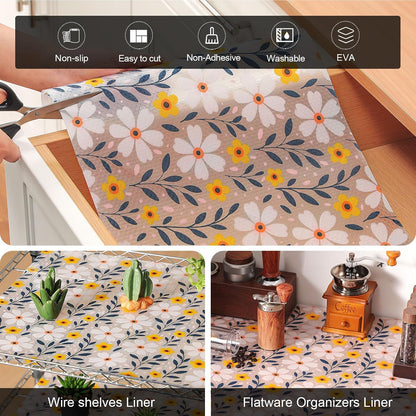 Shelf Liner – Premium Non-Adhesive Cabinet & Drawer Liner for Kitchen – Waterproof Shelf Paper with Modern Pattern – Durable EVA Cabinet Mat – Easy to Cut （11.8" W x 120" L）