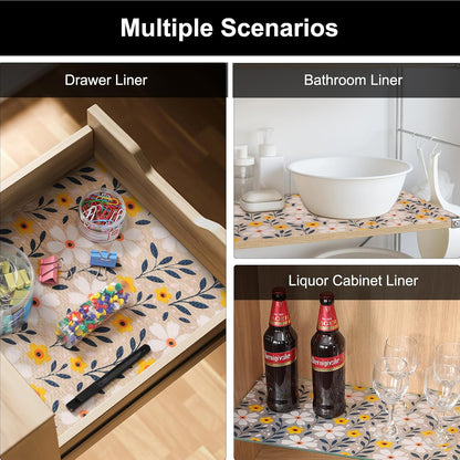 Shelf Liner – Premium Non-Adhesive Cabinet & Drawer Liner for Kitchen – Waterproof Shelf Paper with Modern Pattern – Durable EVA Cabinet Mat – Easy to Cut （11.8" W x 120" L）