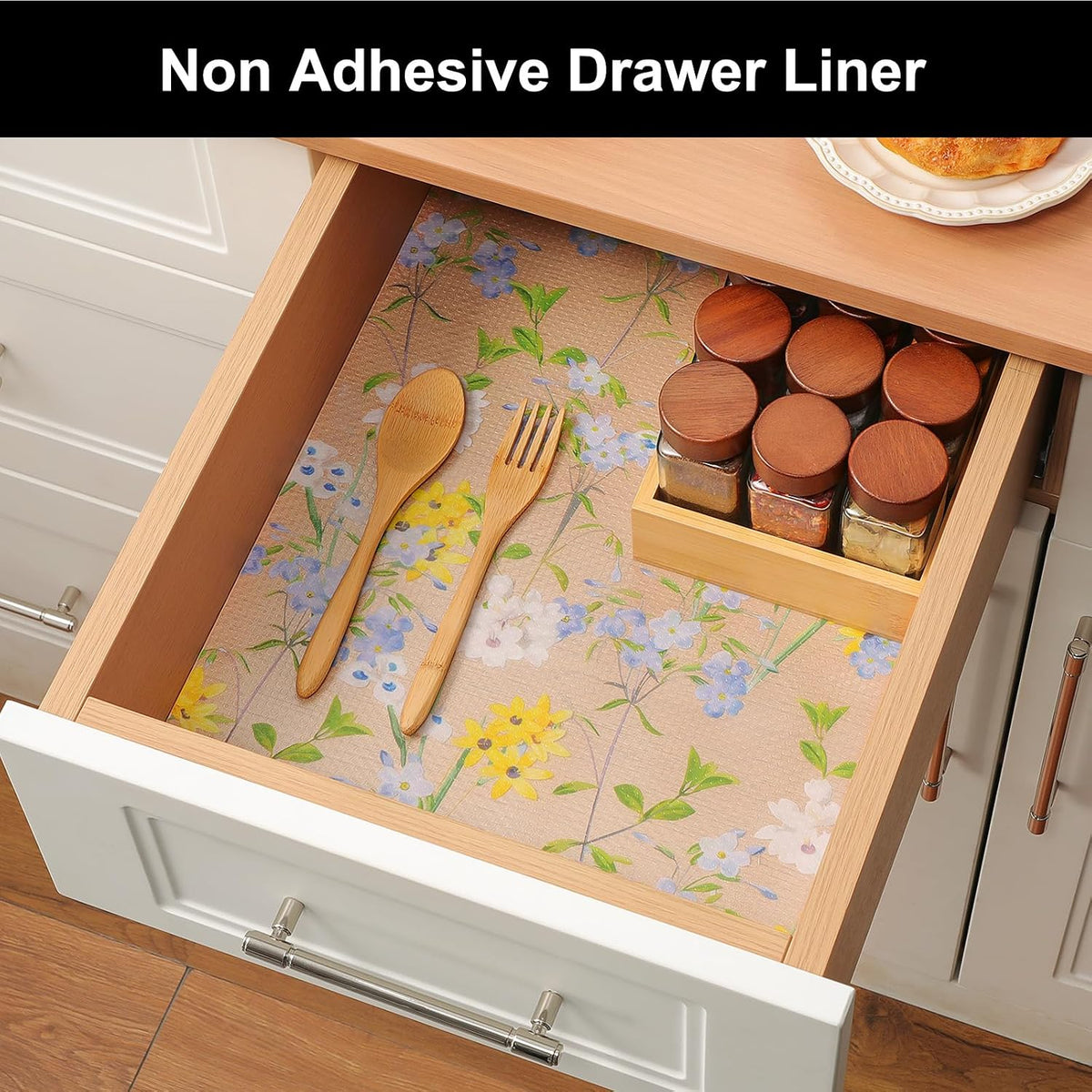 Shelf Liner – Premium Non-Adhesive Cabinet & Drawer Liner for Kitchen – Waterproof Shelf Paper with Modern Pattern – Durable EVA Cabinet Mat – Easy to Cut （11.8" W x 120" L）