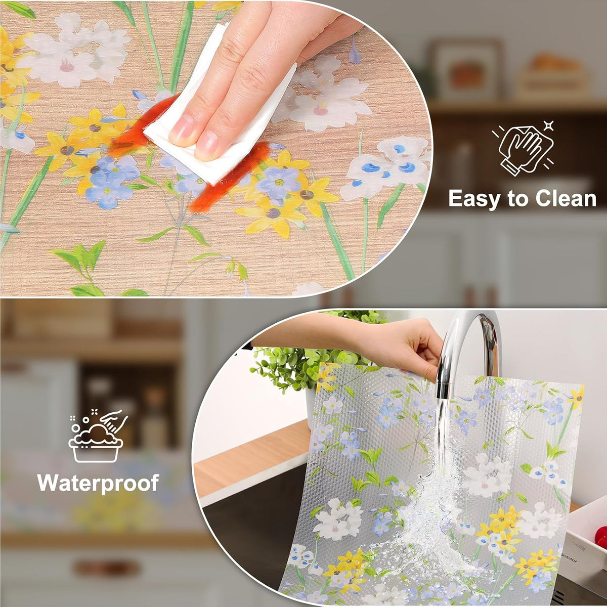 Shelf Liner – Premium Non-Adhesive Cabinet & Drawer Liner for Kitchen – Waterproof Shelf Paper with Modern Pattern – Durable EVA Cabinet Mat – Easy to Cut （11.8" W x 120" L）