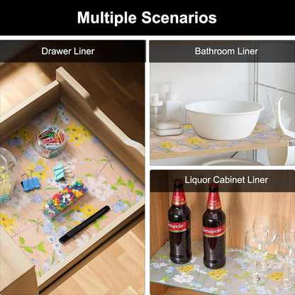 Shelf Liner – Premium Non-Adhesive Cabinet & Drawer Liner for Kitchen – Waterproof Shelf Paper with Modern Pattern – Durable EVA Cabinet Mat – Easy to Cut （11.8" W x 120" L）