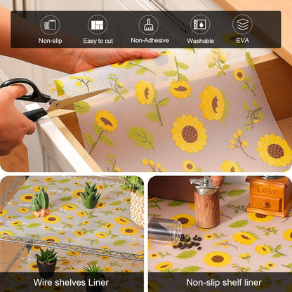 Shelf Liner – Premium Non-Adhesive Cabinet & Drawer Liner for Kitchen – Waterproof Shelf Paper with Modern Pattern – Durable EVA Cabinet Mat – Easy to Cut （11.8" W x 120" L）